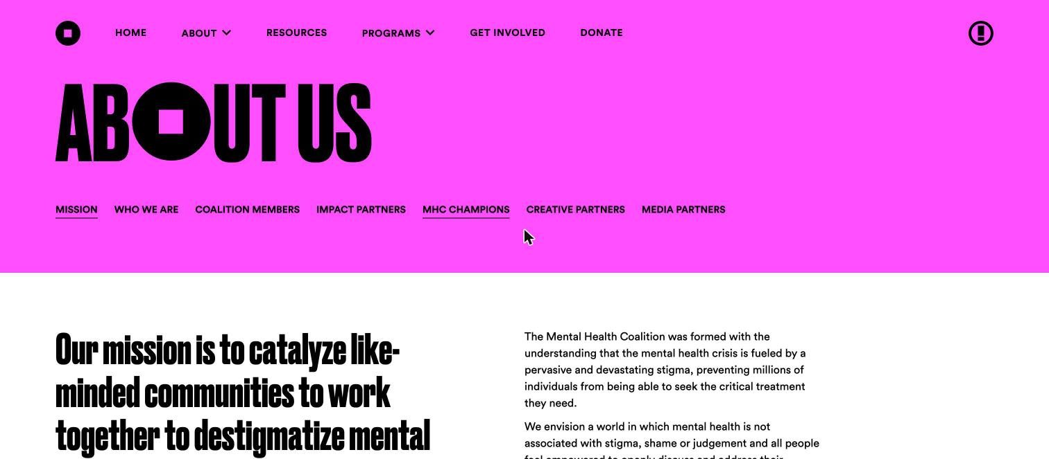 Mental Health Coalition about page